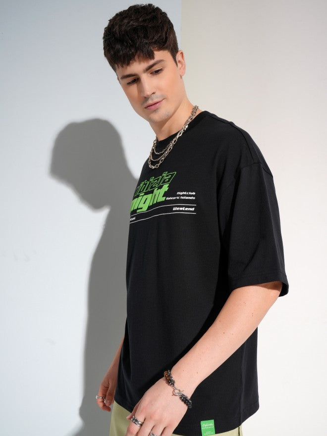 Highlander Men Oversized Fit Black Printed Round Neck T-Shirt - Black - Image 4