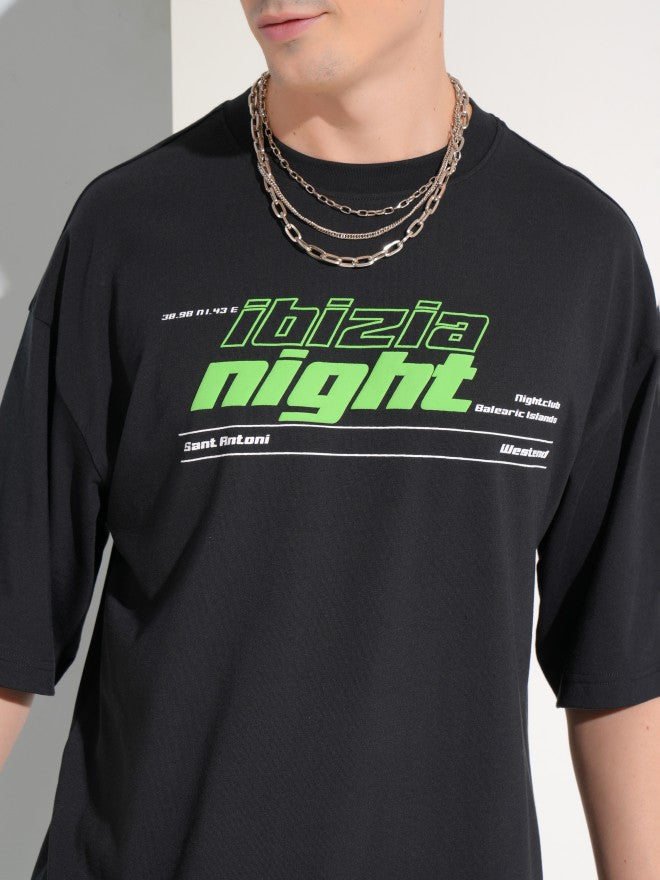 Highlander Men Oversized Fit Black Printed Round Neck T-Shirt - Black - Image 5
