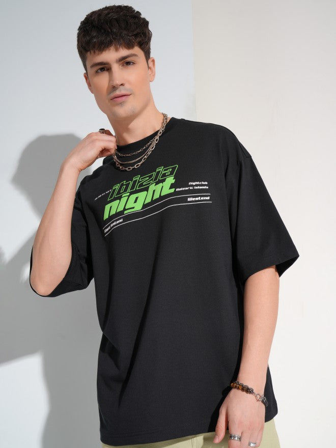 Highlander Men Oversized Fit Black Printed Round Neck T-Shirt - Black - Image 6