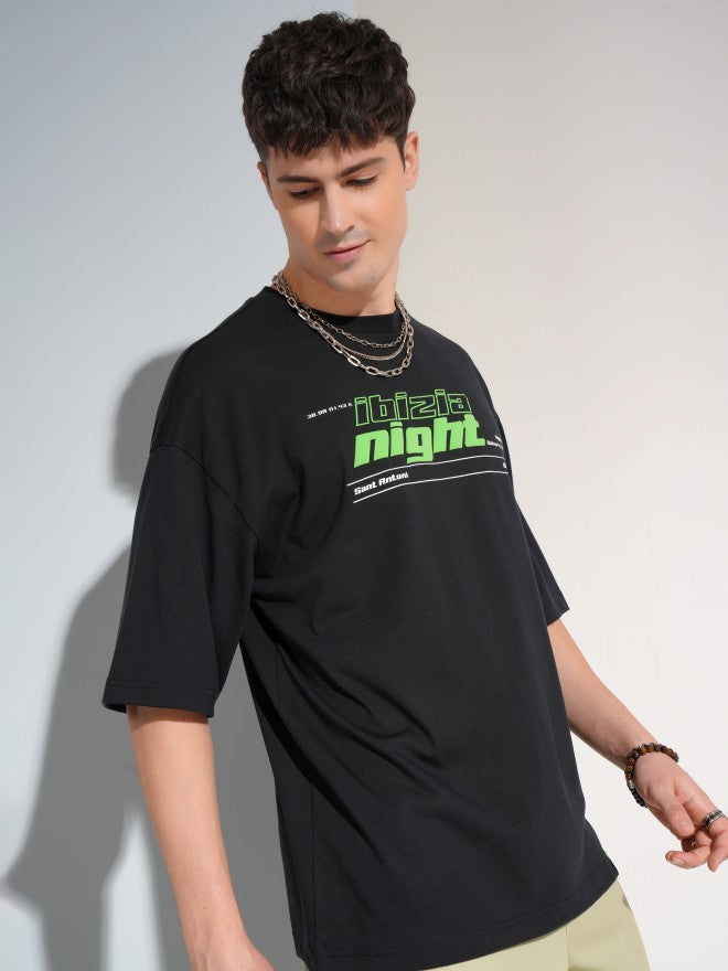 Highlander Men Oversized Fit Black Printed Round Neck T-Shirt - Black - Image 7