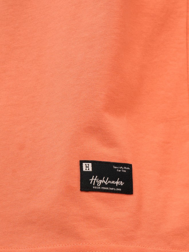 Highlander Men Coral Printed Oversized Fit Round Neck T-Shirt - Coral - Image 8