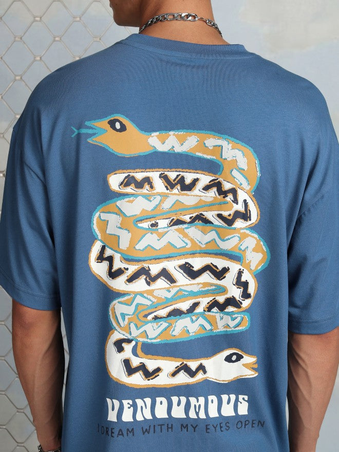 Highlander Men Blue Printed Round Neck T-Shirt - Blue - Image 5