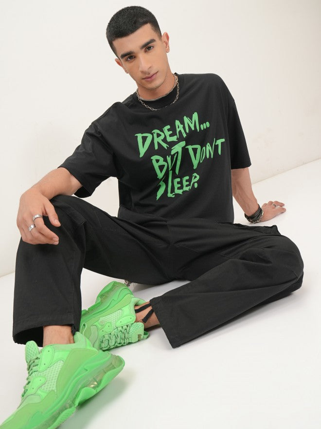 Highlander Men Black Printed Oversized Fit Round Neck T-Shirt - Black - Image 2