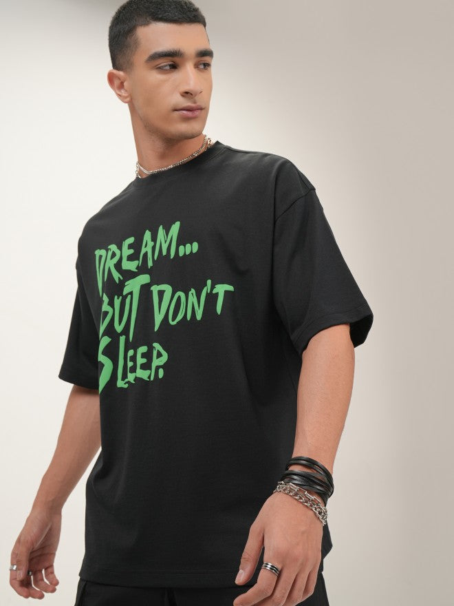 Highlander Men Black Printed Oversized Fit Round Neck T-Shirt - Black - Image 4