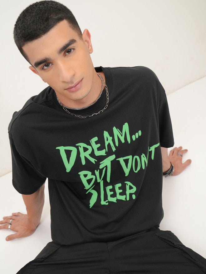 Highlander Men Black Printed Oversized Fit Round Neck T-Shirt - Black - Image 6