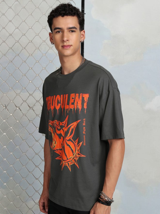 Highlander Men Grey Printed Round Neck T-Shirt - Grey - Image 4