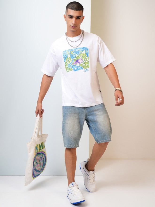 Highlander Men White Printed Round Neck T-Shirt - White - Image 2