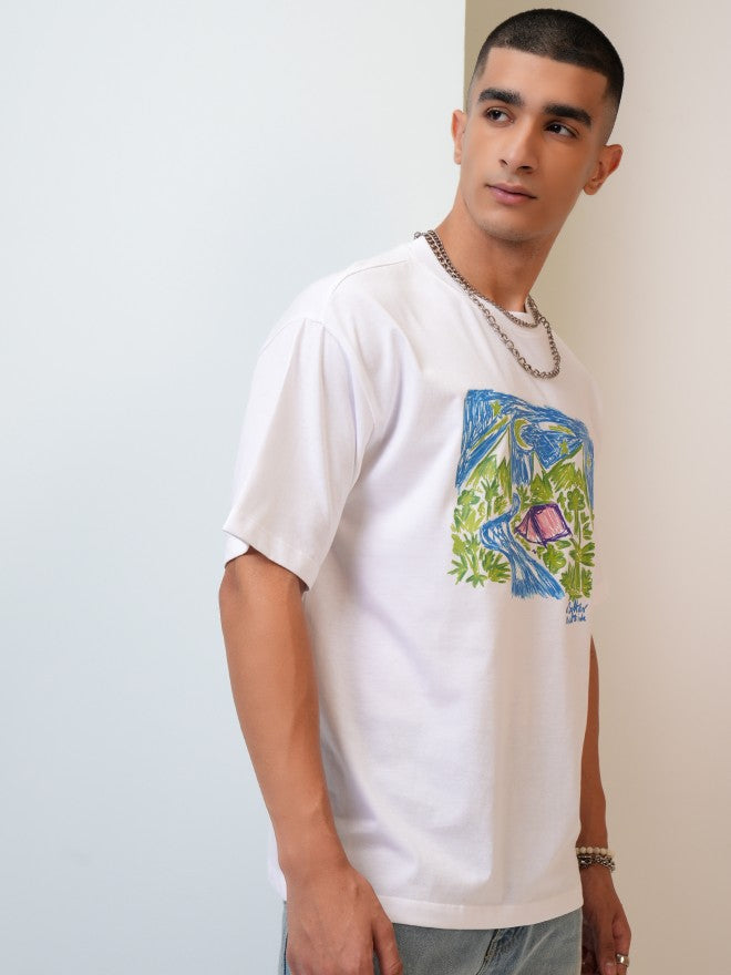 Highlander Men White Printed Round Neck T-Shirt - White - Image 6