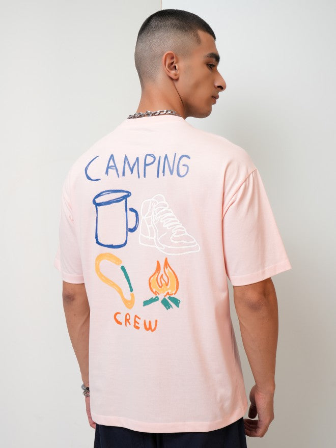 Highlander Men Peach Printed Round Neck T-Shirt - Peach - Image 3