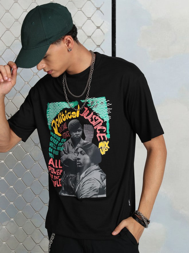 Highlander Men Black Printed Round Neck T-Shirt - Black - Image 1