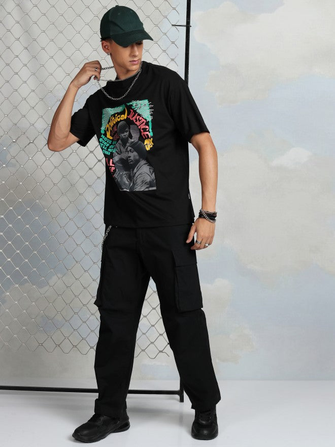 Highlander Men Black Printed Round Neck T-Shirt - Black - Image 2