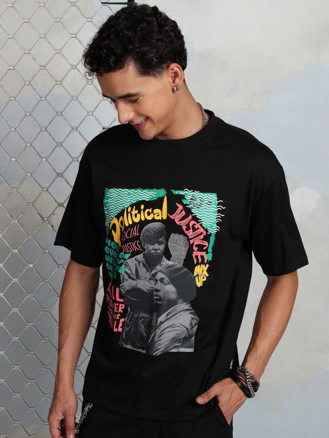Highlander Men Black Printed Round Neck T-Shirt - Black - Image 4