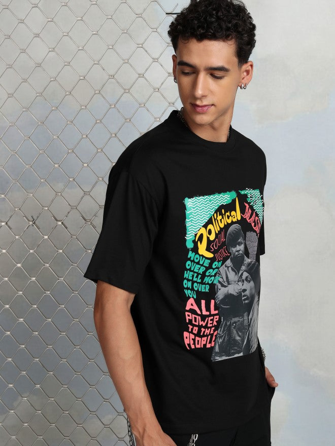 Highlander Men Black Printed Round Neck T-Shirt - Black - Image 6