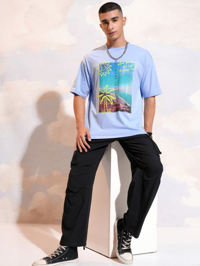 Highlander Men Blue Printed Round Neck T-Shirt - Blue - Image 2