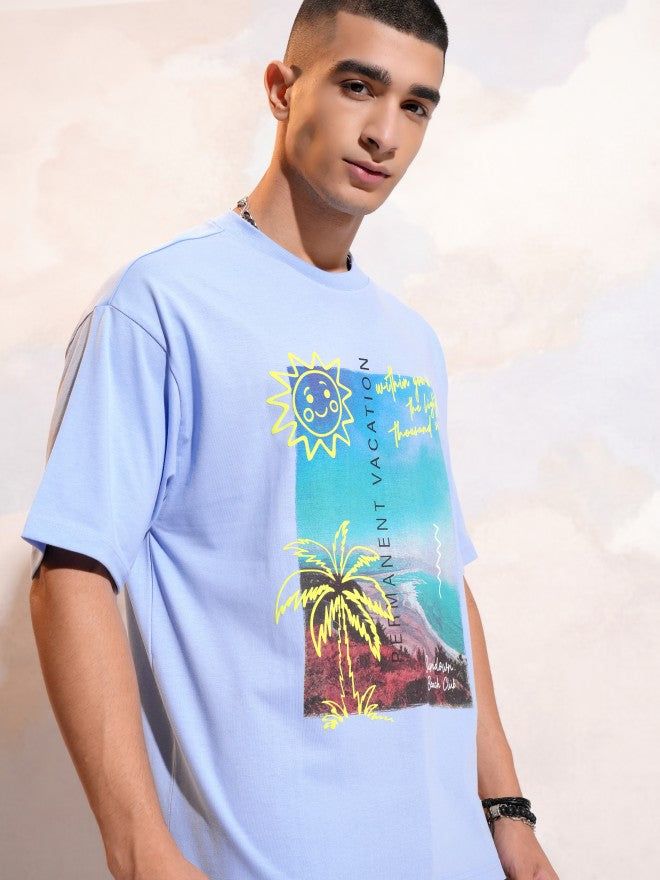 Highlander Men Blue Printed Round Neck T-Shirt - Blue - Image 6