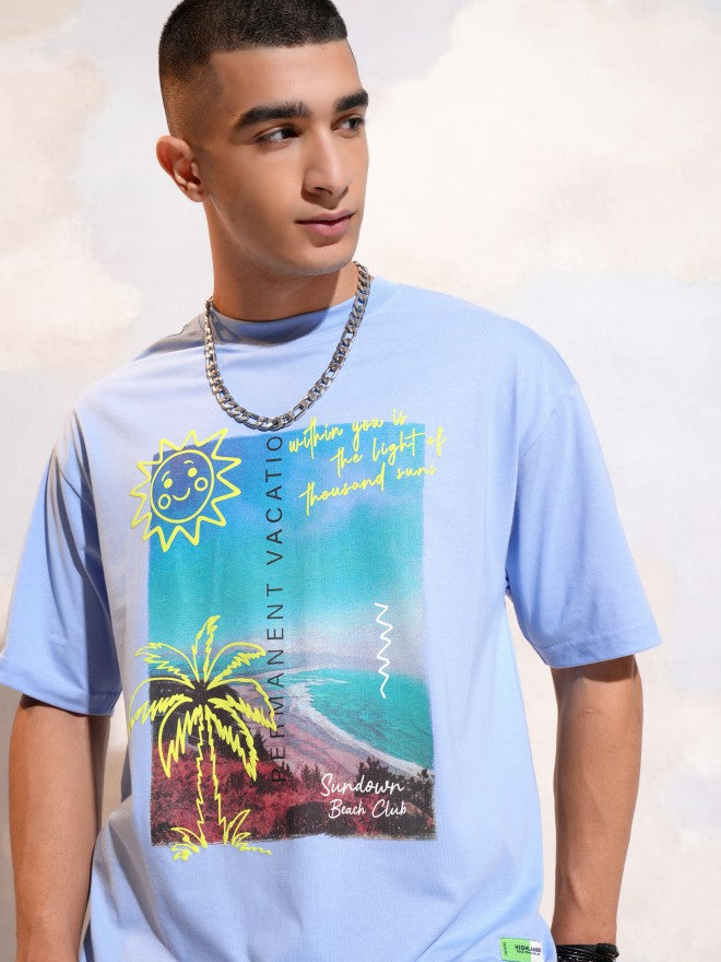Highlander Men Blue Printed Round Neck T-Shirt - Blue - Image 7