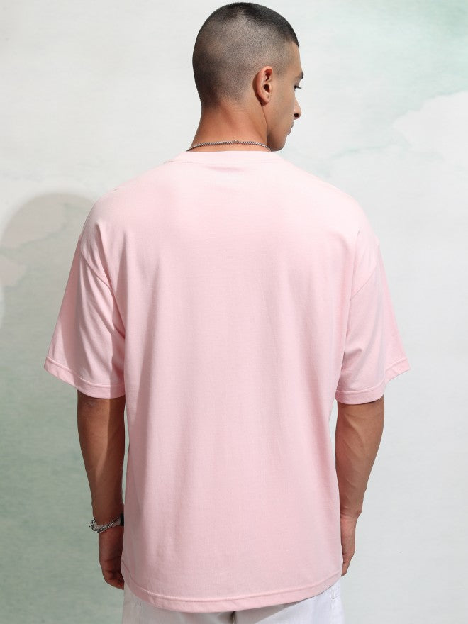 Highlander Men Pink Applique Round Neck Oversized Fit T-Shirt - Pink - Image 3
