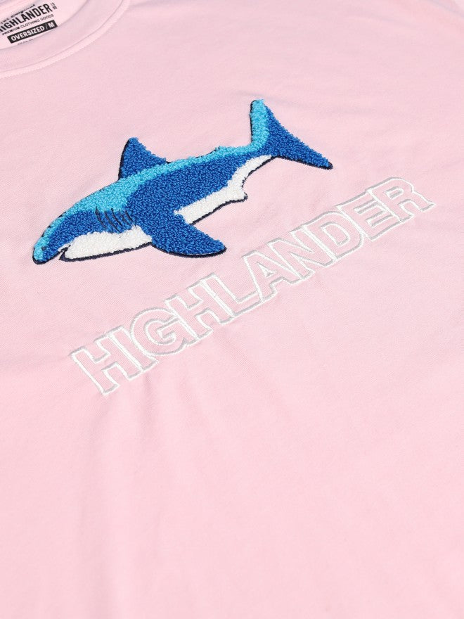 Highlander Men Pink Applique Round Neck Oversized Fit T-Shirt - Pink - Image 8