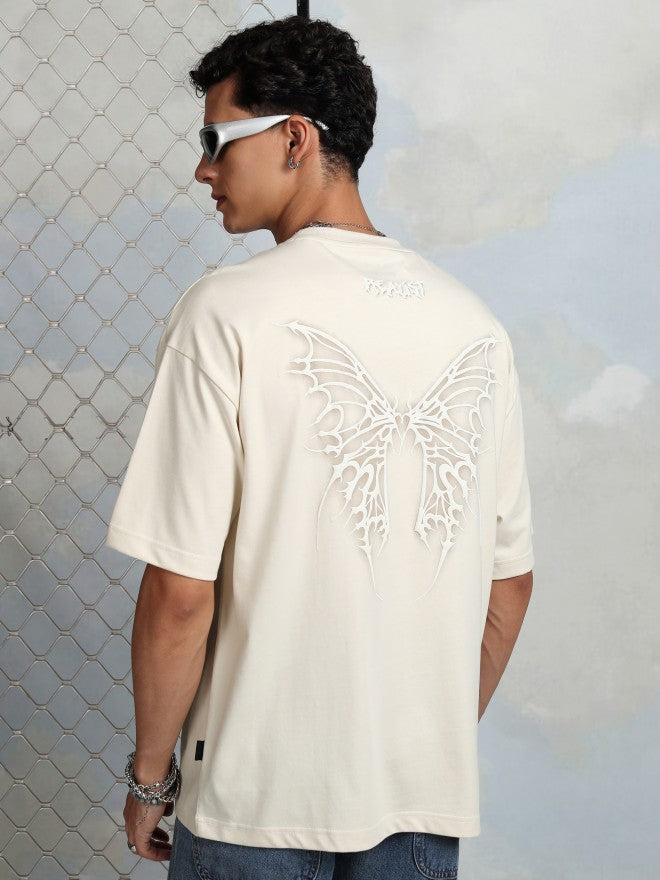 Highlander Men Cream Printed Round Neck T-Shirt - Cream - Image 1
