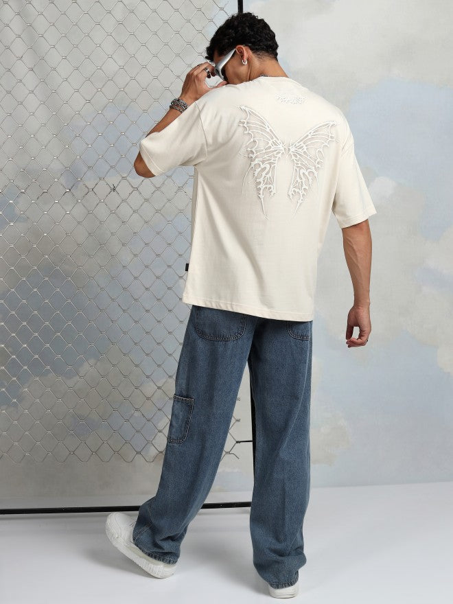 Highlander Men Cream Printed Round Neck T-Shirt - Cream - Image 2
