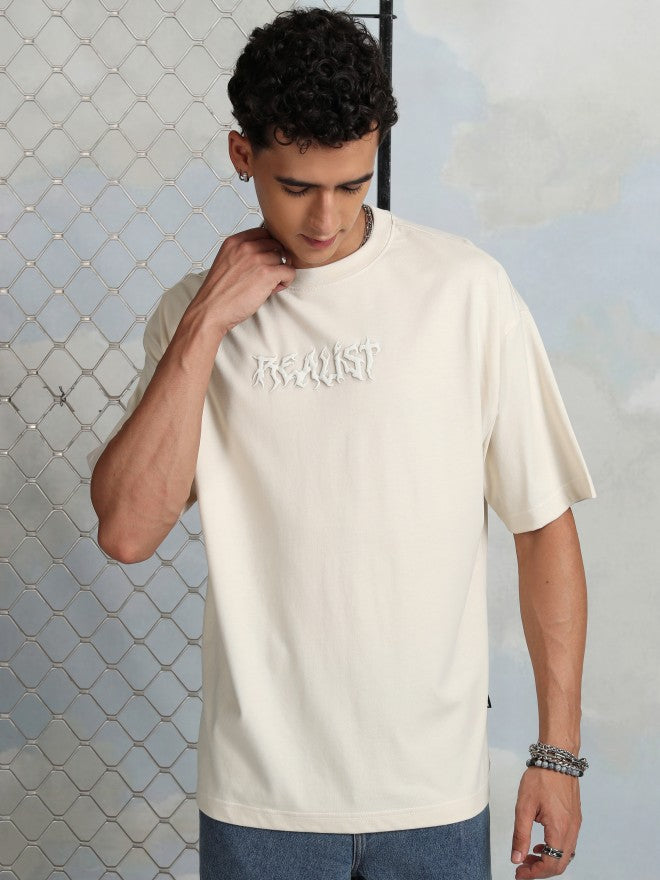 Highlander Men Cream Printed Round Neck T-Shirt - Cream - Image 3