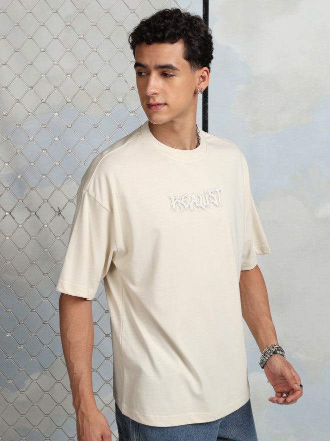 Highlander Men Cream Printed Round Neck T-Shirt - Cream - Image 6
