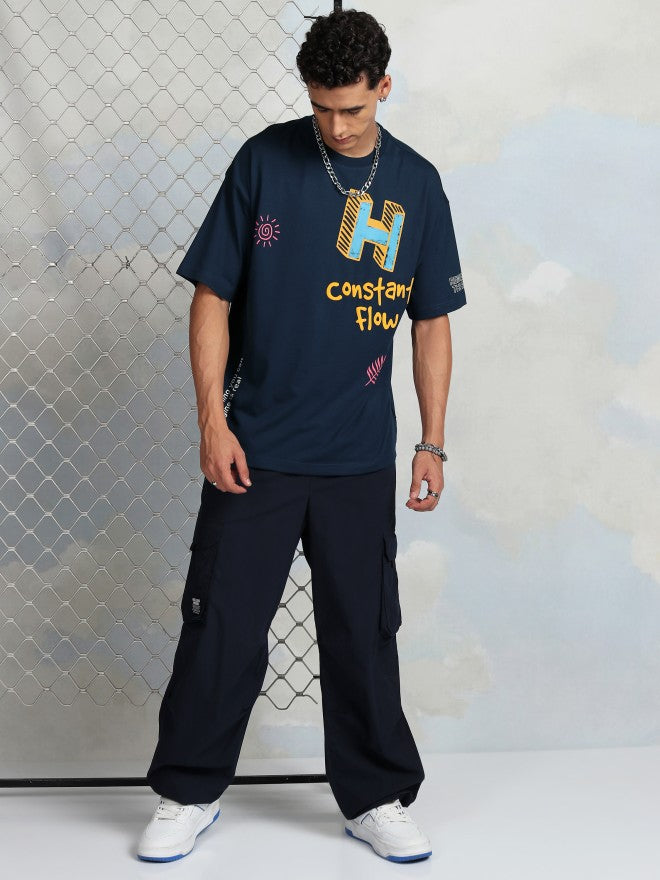 Highlander Men Navy Blue Printed Round Neck T-Shirt - Navy Blue - Image 2