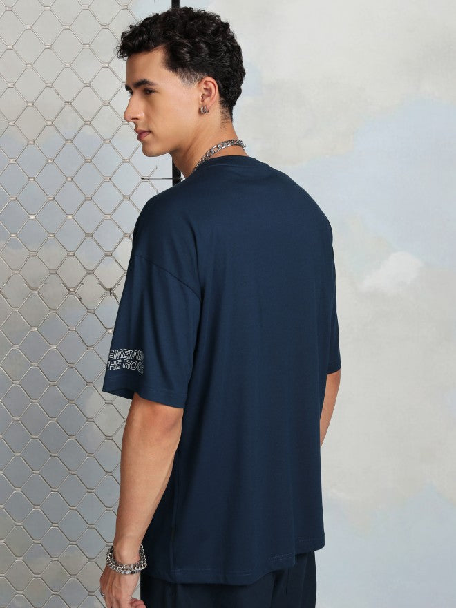 Highlander Men Navy Blue Printed Round Neck T-Shirt - Navy Blue - Image 3