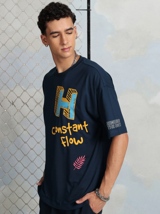 Highlander Men Navy Blue Printed Round Neck T-Shirt - Navy Blue - Image 4