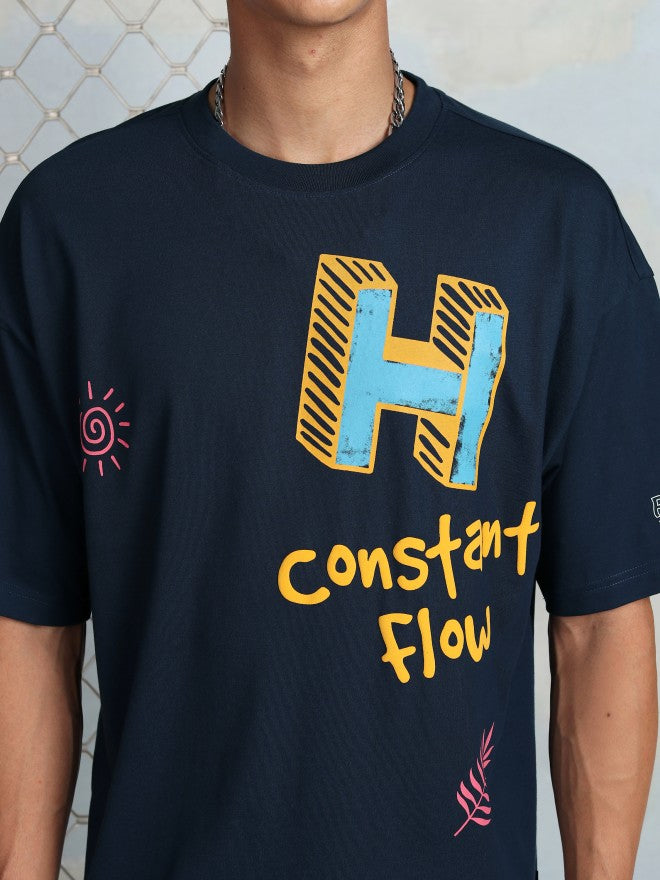 Highlander Men Navy Blue Printed Round Neck T-Shirt - Navy Blue - Image 5