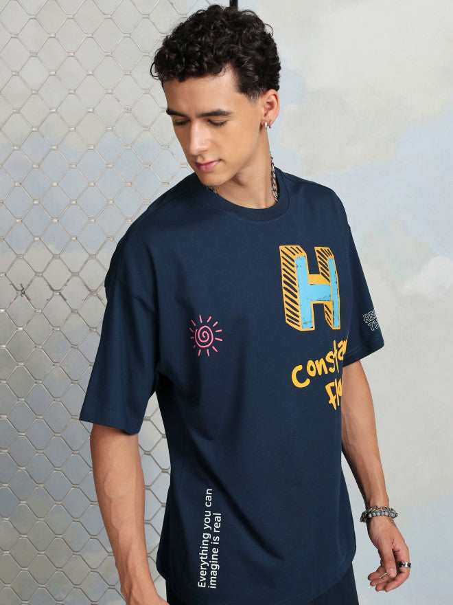 Highlander Men Navy Blue Printed Round Neck T-Shirt - Navy Blue - Image 6
