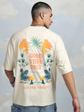 Highlander Men Cream Printed Round Neck T-Shirt - Cream - Image 1
