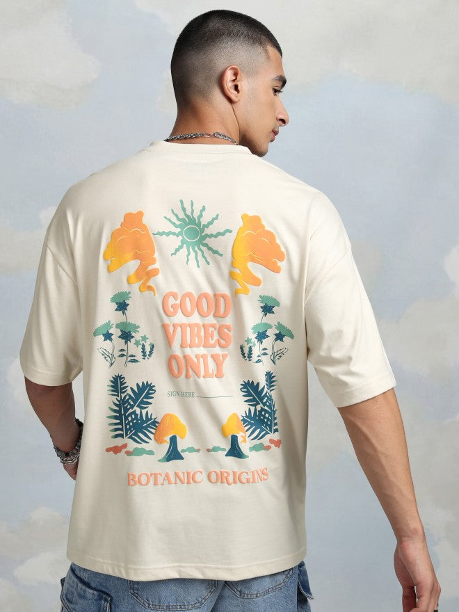 Highlander Men Cream Printed Round Neck T-Shirt - Cream - Image 1