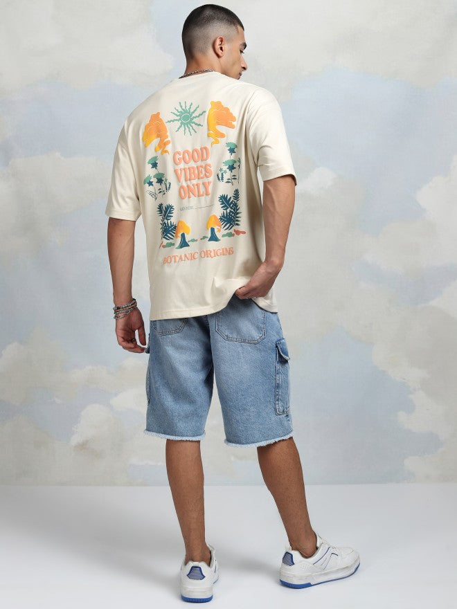 Highlander Men Cream Printed Round Neck T-Shirt - Cream - Image 2