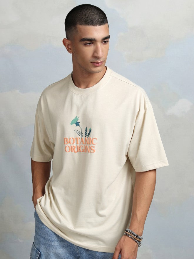 Highlander Men Cream Printed Round Neck T-Shirt - Cream - Image 4