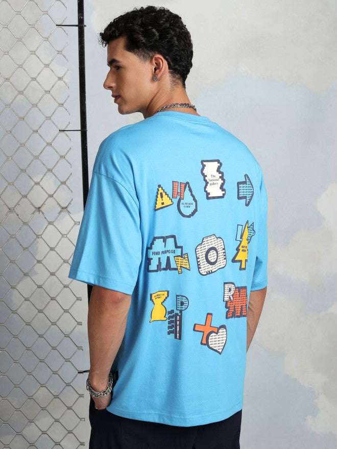 Highlander Men Turquoise Printed Round Neck T-Shirt - Turquoise - Image 1