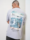 Highlander Men Grey Printed Oversized Fit Round Neck T-Shirt - Grey - Image 1