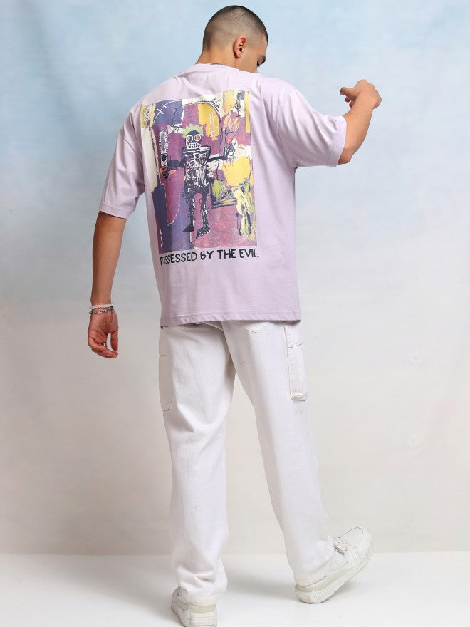 Highlander Men Mauve Printed Round Neck Oversized Fit T-Shirt - Mauve - Image 2