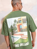 Highlander Men Olive Printed Round Neck T-Shirt - Olive - Image 1