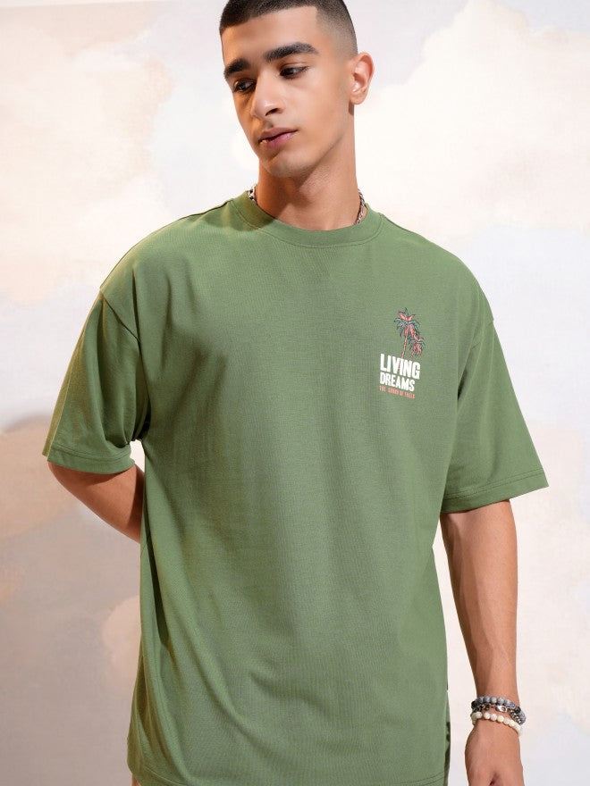 Highlander Men Olive Printed Round Neck T-Shirt - Olive - Image 3