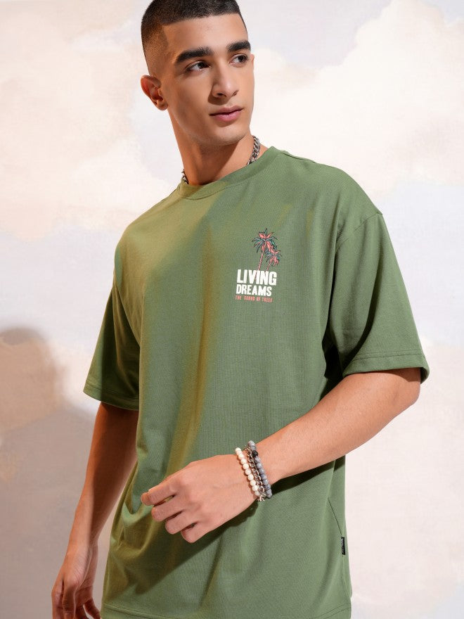 Highlander Men Olive Printed Round Neck T-Shirt - Olive - Image 4