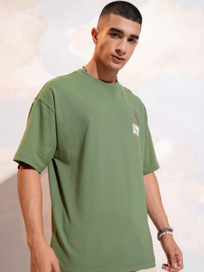 Highlander Men Olive Printed Round Neck T-Shirt - Olive - Image 6