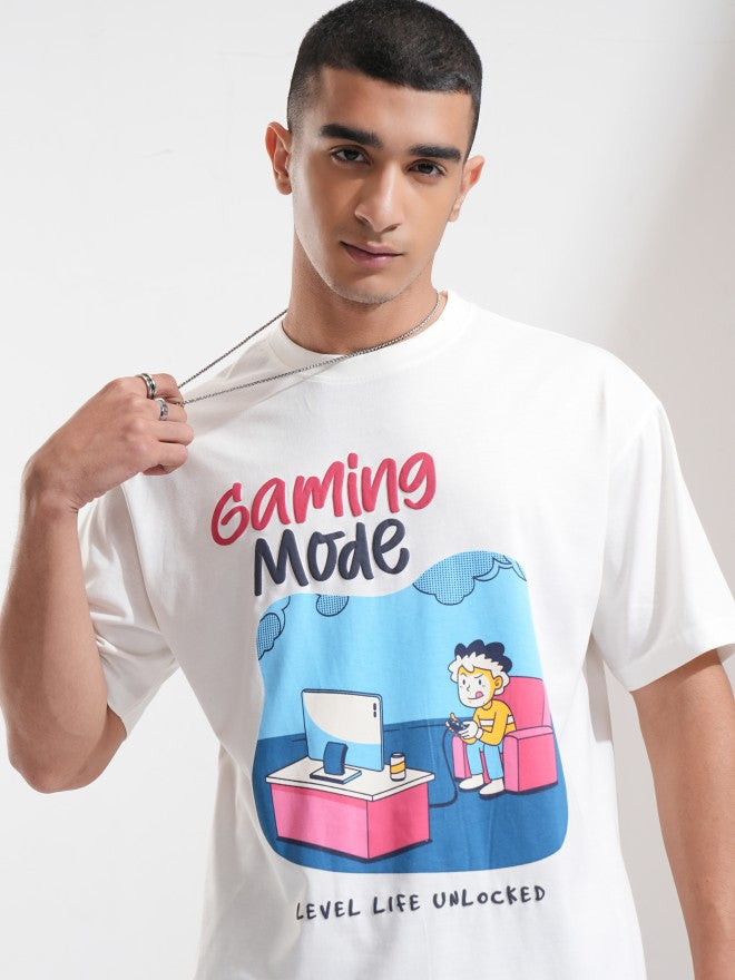 Highlander Men Off White Printed Relaxed Fit T-Shirt - Off White - Image 1
