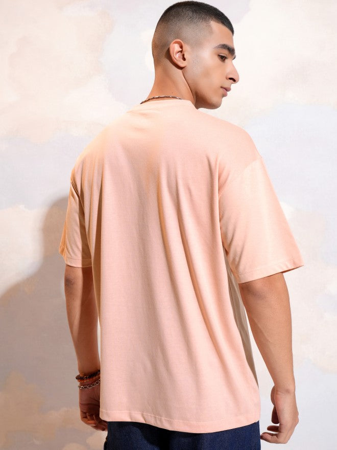 Highlander Men Peach Printed Round Neck T-Shirt - Peach - Image 3