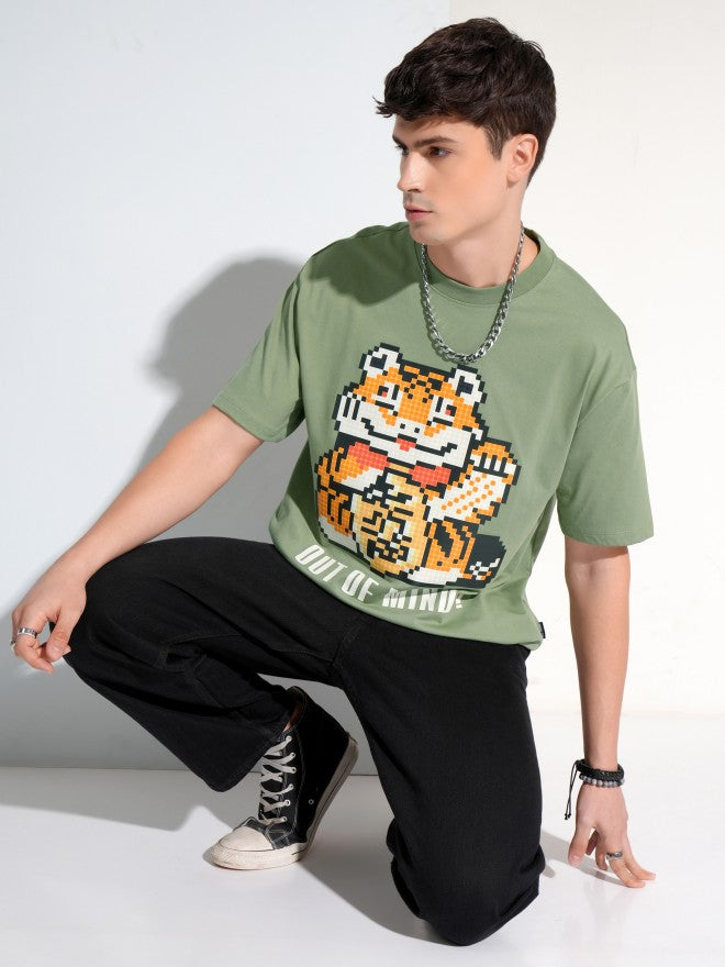 Highlander Men Olive Printed Round Neck T-Shirt - Olive - Image 2
