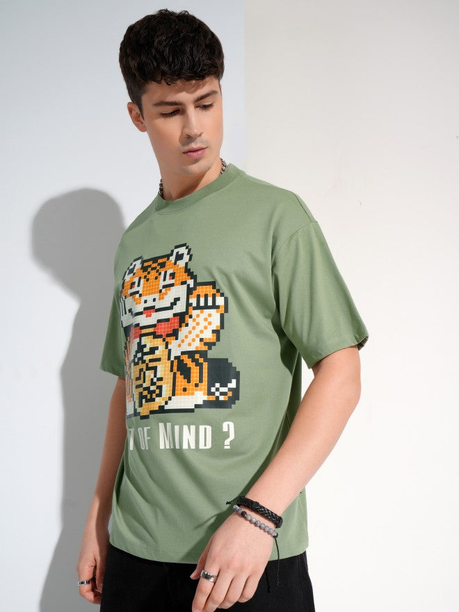 Highlander Men Olive Printed Round Neck T-Shirt - Olive - Image 4