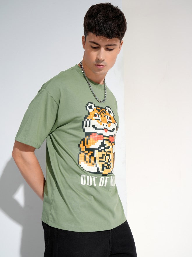 Highlander Men Olive Printed Round Neck T-Shirt - Olive - Image 6