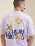 Highlander Men Mauve Printed Round Neck Relaxed Fit T-Shirt - Mauve - Image 1