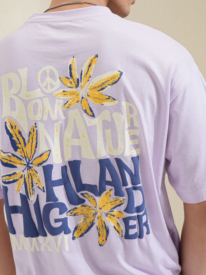Highlander Men Mauve Printed Round Neck Relaxed Fit T-Shirt - Mauve - Image 5