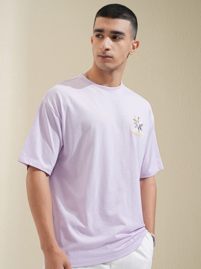 Highlander Men Mauve Printed Round Neck Relaxed Fit T-Shirt - Mauve - Image 6